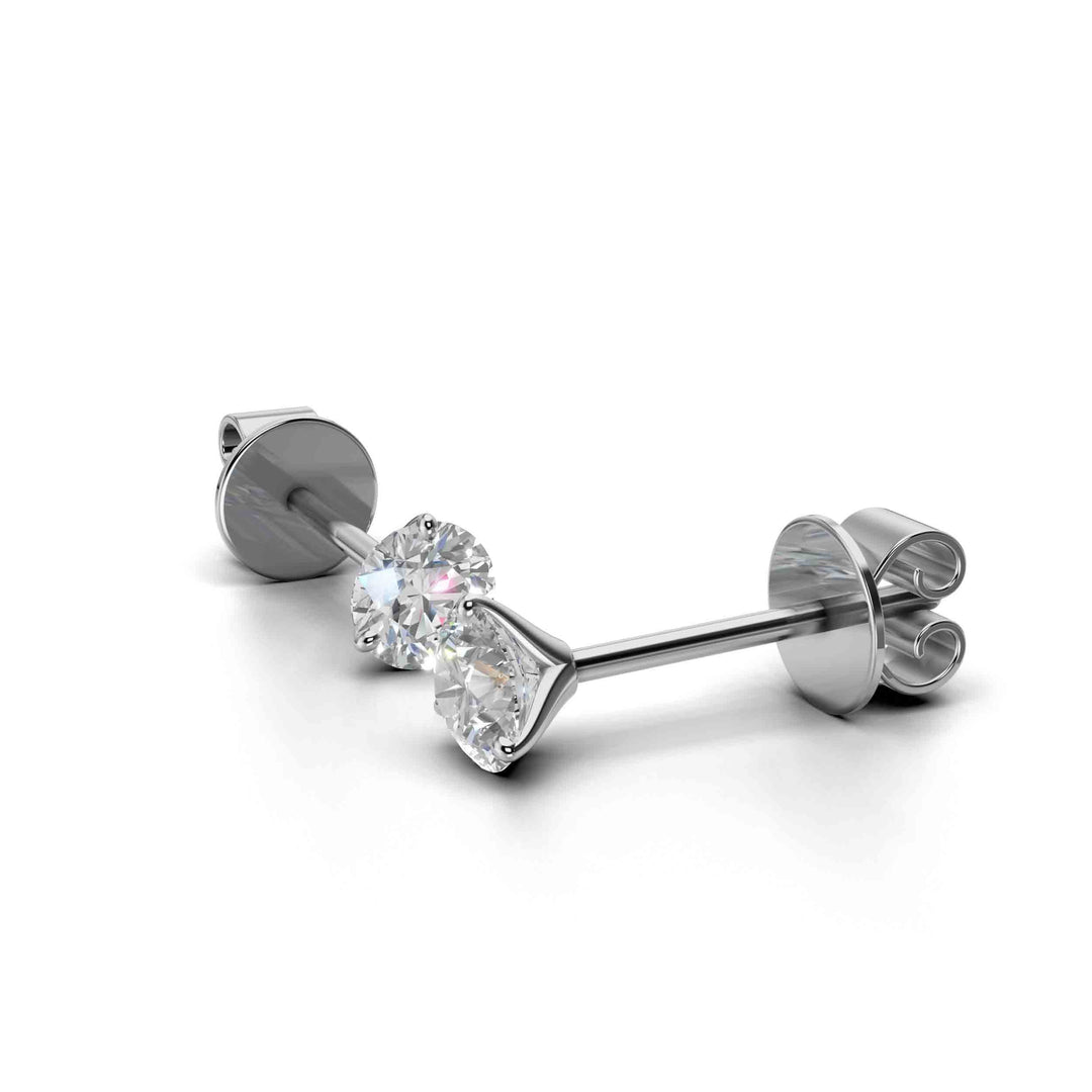 round lab-grown diamond stud earrings in white gold