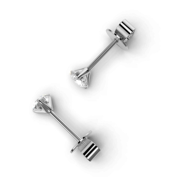 round lab-grown diamond stud earrings in white gold