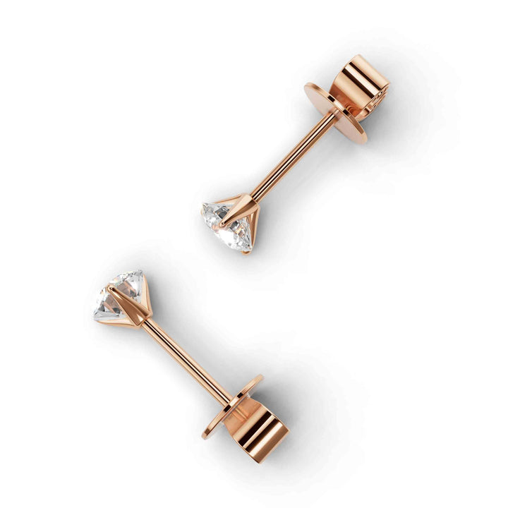 round lab-grown diamond stud earrings platinum