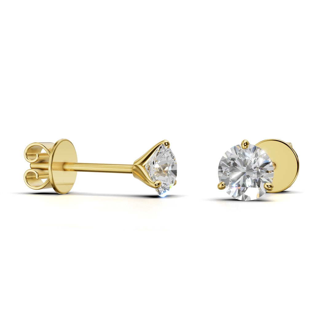 round lab-grown diamond stud earrings yellow gold