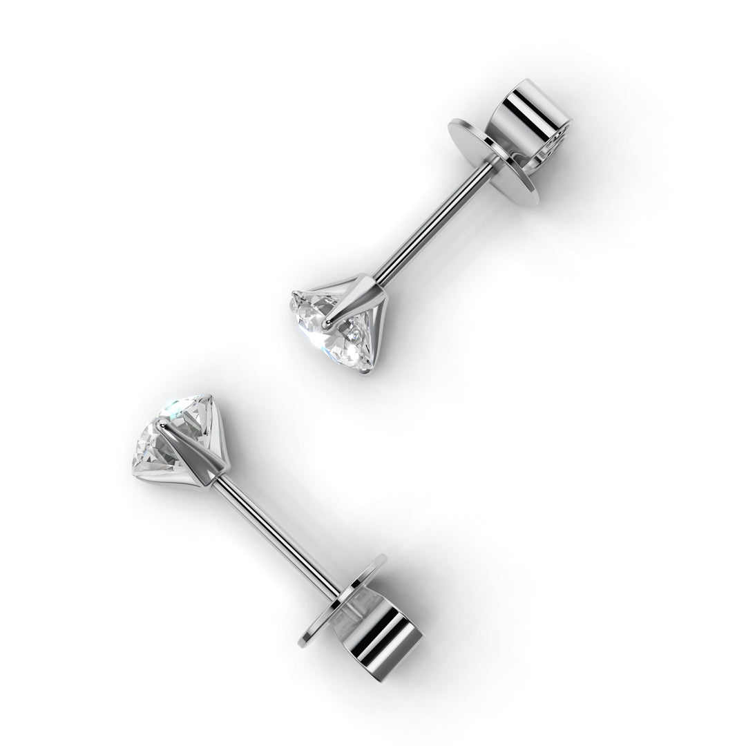 round lab-grown diamond stud earrings in white gold