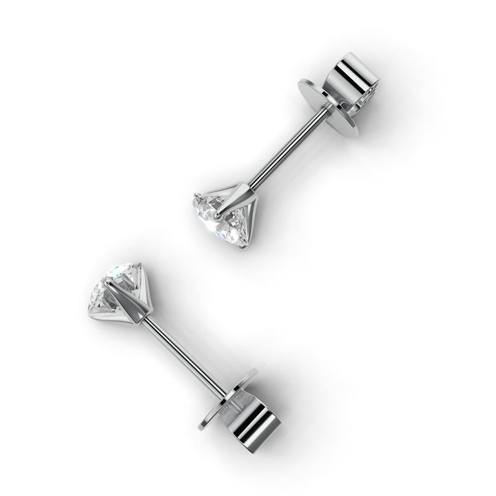 round lab-grown diamond stud earrings in white gold
