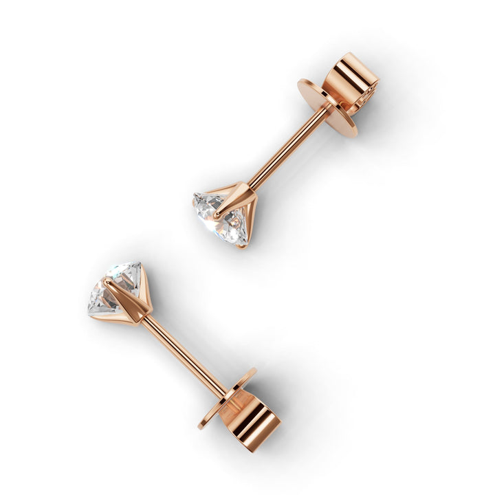 round lab-grown diamond stud earrings platinum