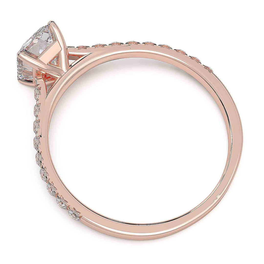 0.8 carat emerald-cut lab diamond ring with pave cathedral band