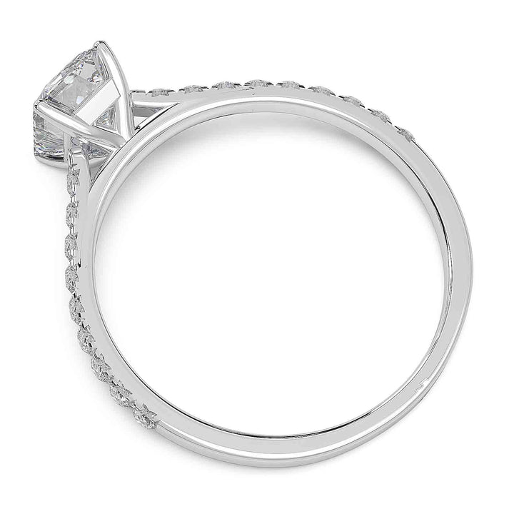 0.8 carat emerald-cut lab diamond ring with pave cathedral band