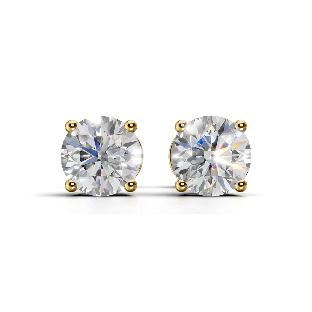 lab-grown round diamond stud earrings yellow gold