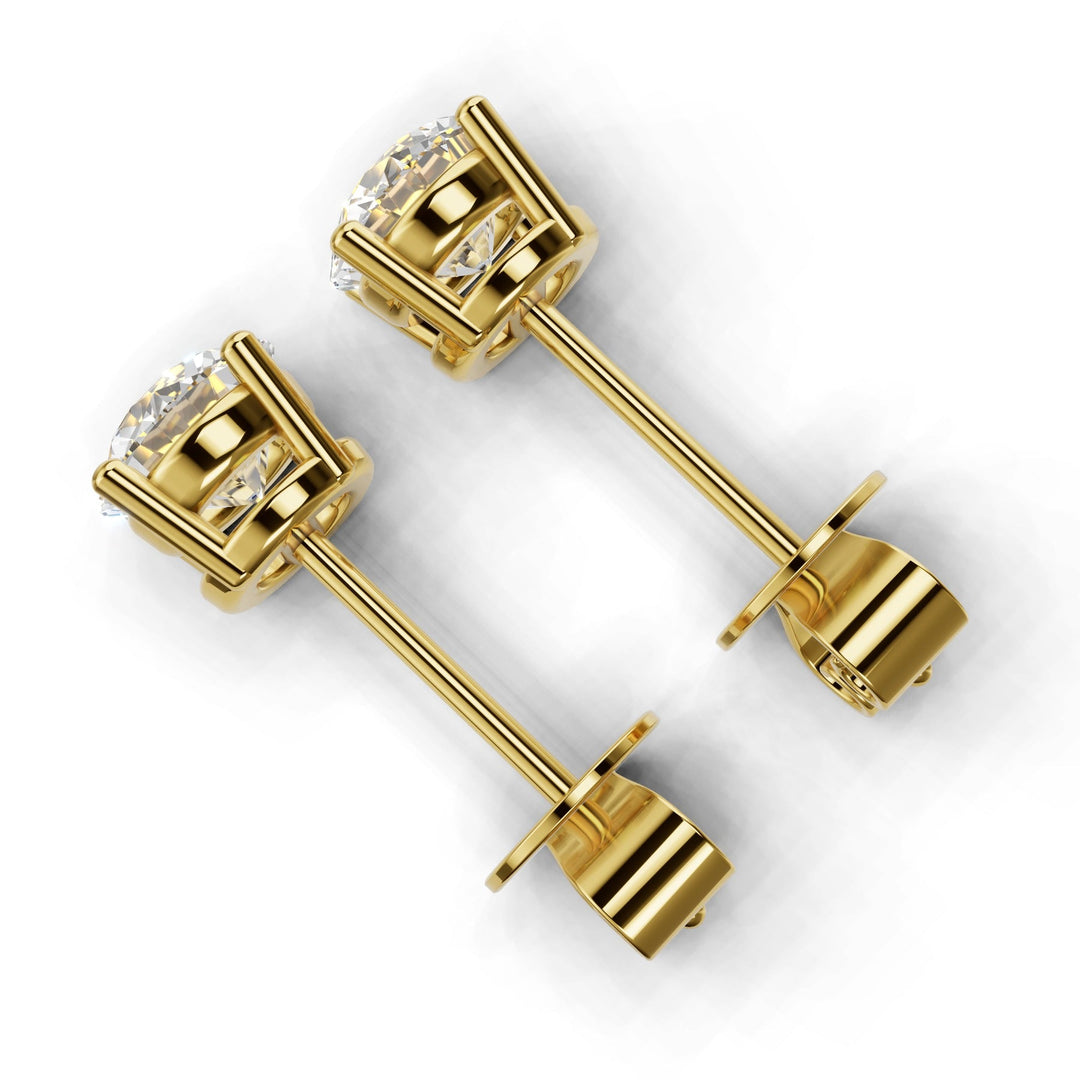 lab-grown round diamond stud earrings yellow gold