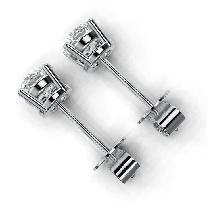 round lab-grown diamond stud earrings white gold