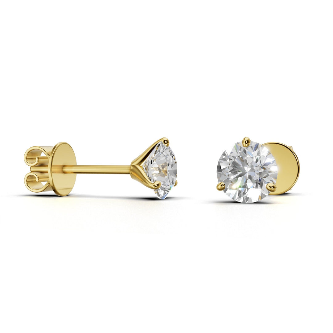 round lab-grown diamond stud earrings yellow gold
