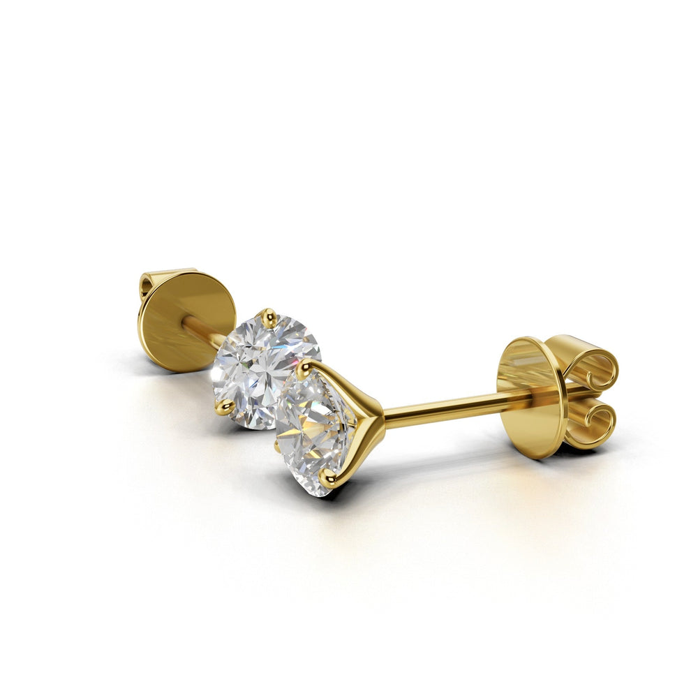 round lab-grown diamond stud earrings yellow gold