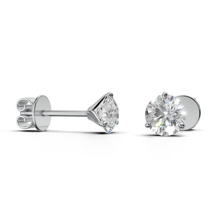 round lab-grown diamond stud earrings white gold