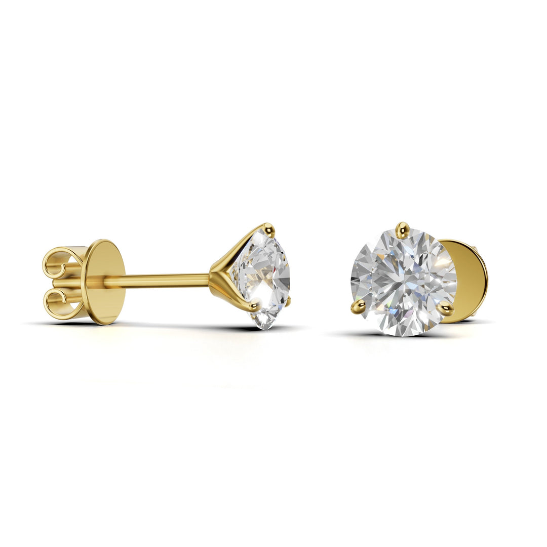 round lab-grown diamond stud earrings yellow gold