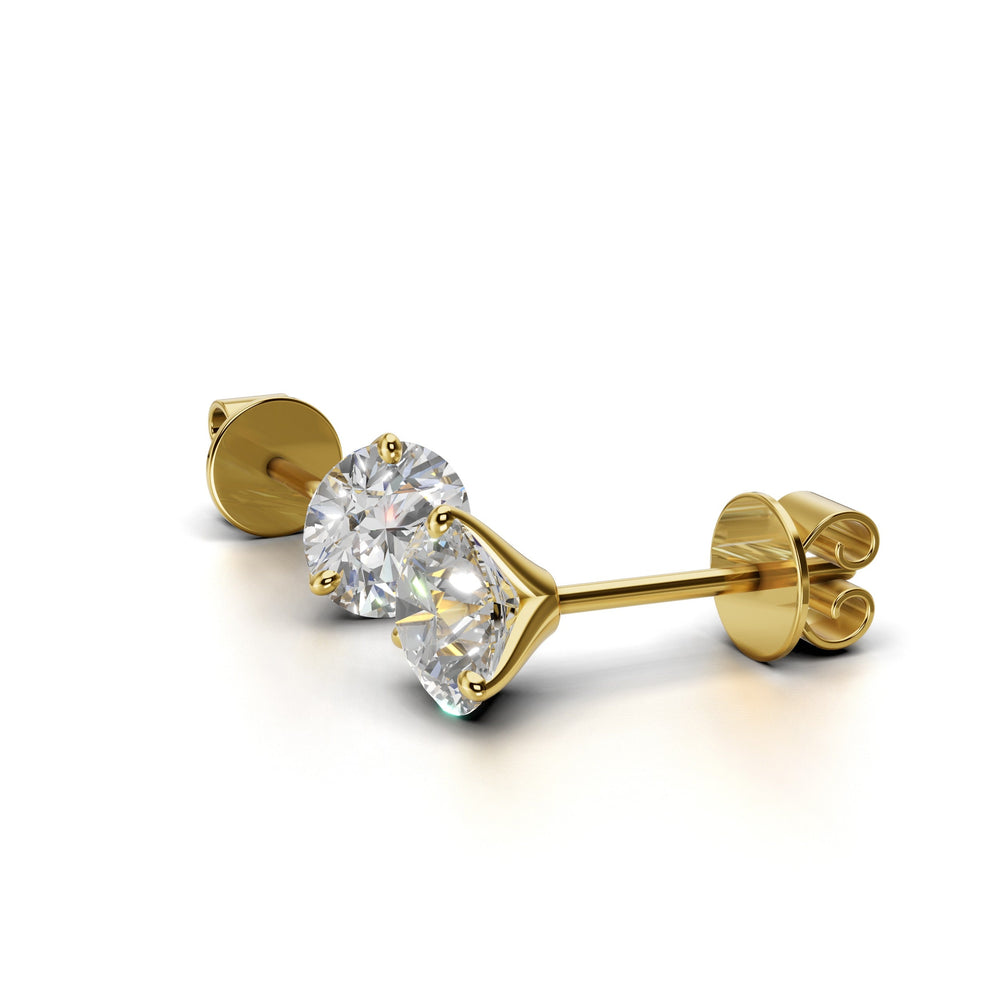 round lab-grown diamond stud earrings yellow gold