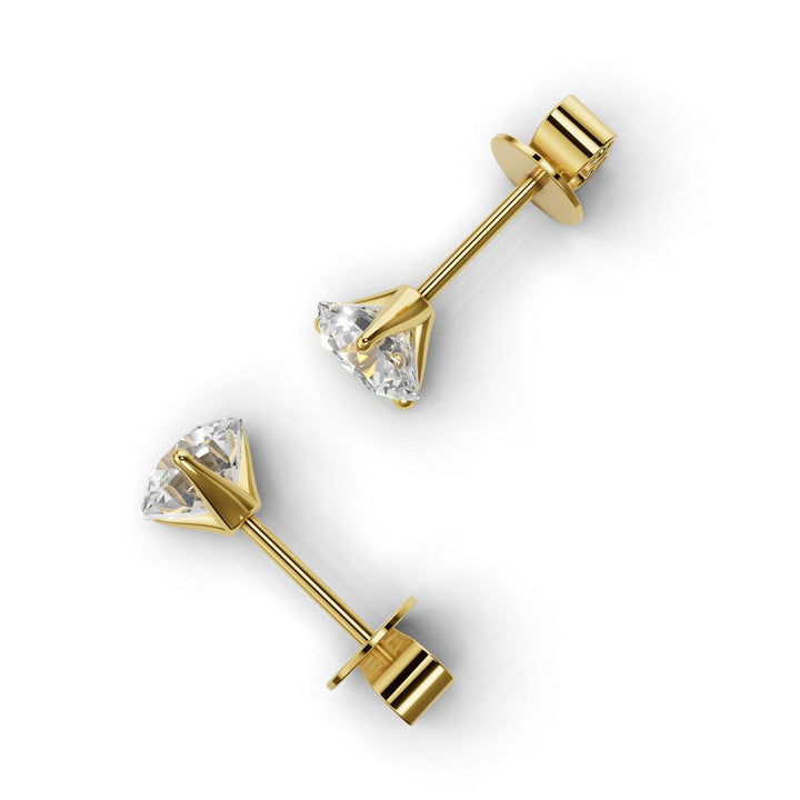round lab-grown diamond stud earrings yellow gold