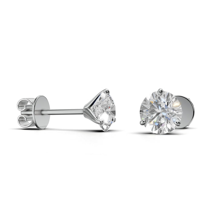 round diamond stud earrings lab-grown white gold
