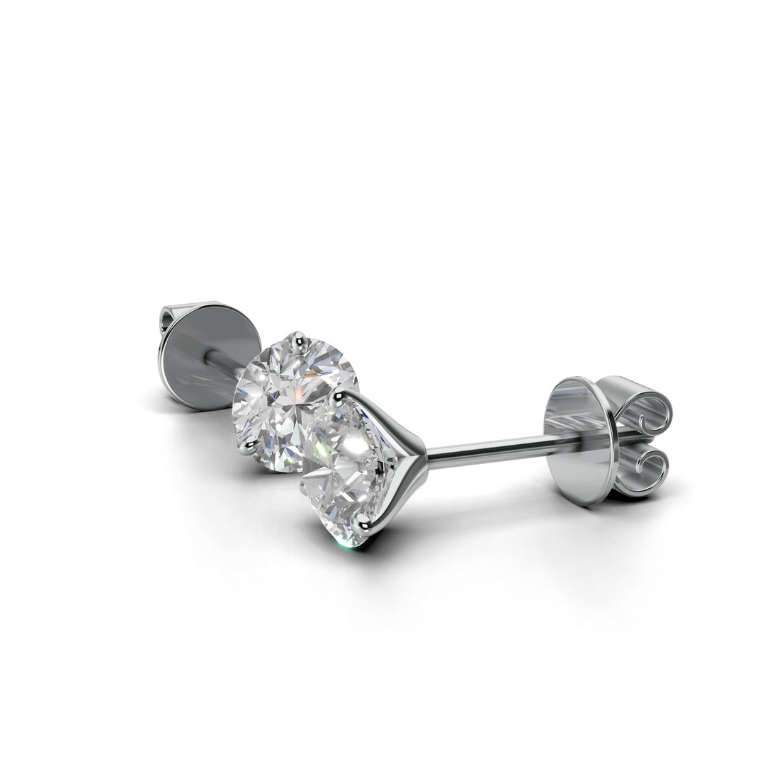 round diamond stud earrings lab-grown white gold
