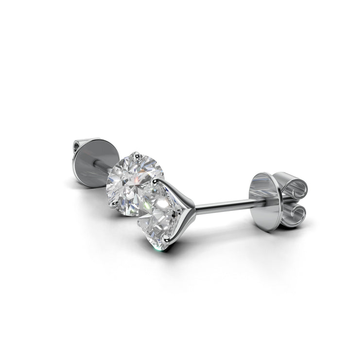 round diamond stud earrings lab-grown white gold