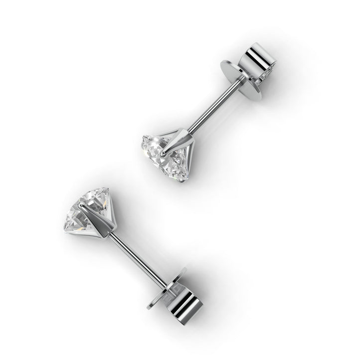 round diamond stud earrings lab-grown white gold