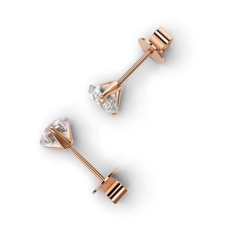 round lab-grown diamond stud earrings platinum