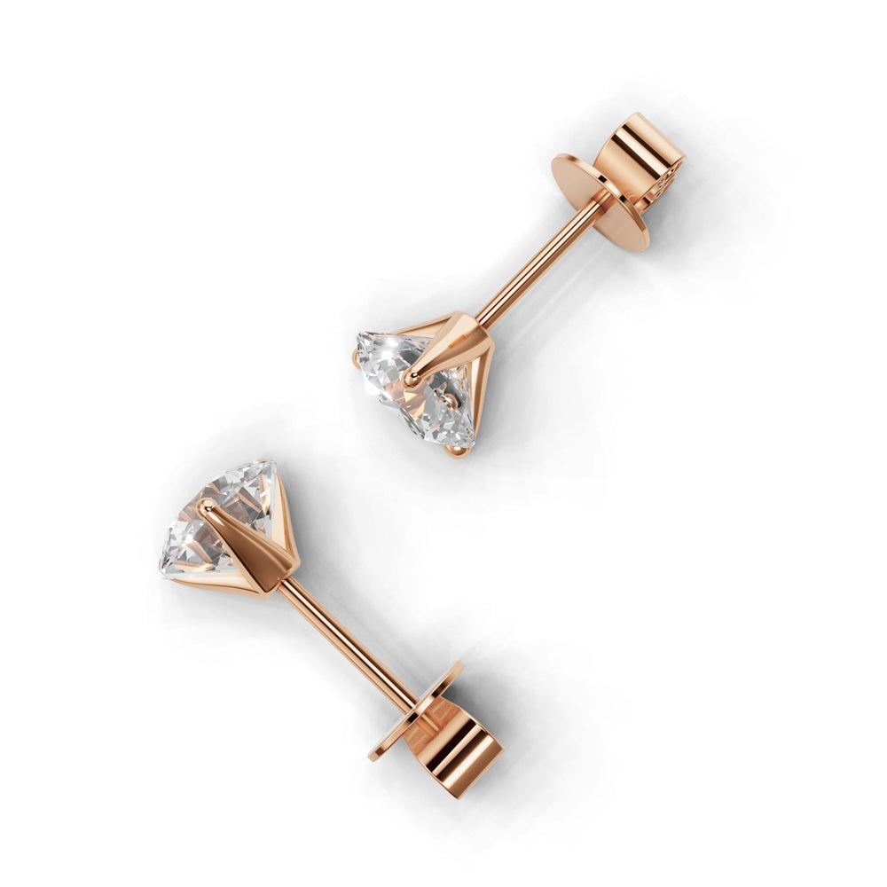 round lab-grown diamond stud earrings white gold