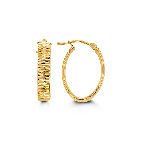 Elegant 10k yellow gold hoop earrings with a diamond-cut design for a brilliant finish.