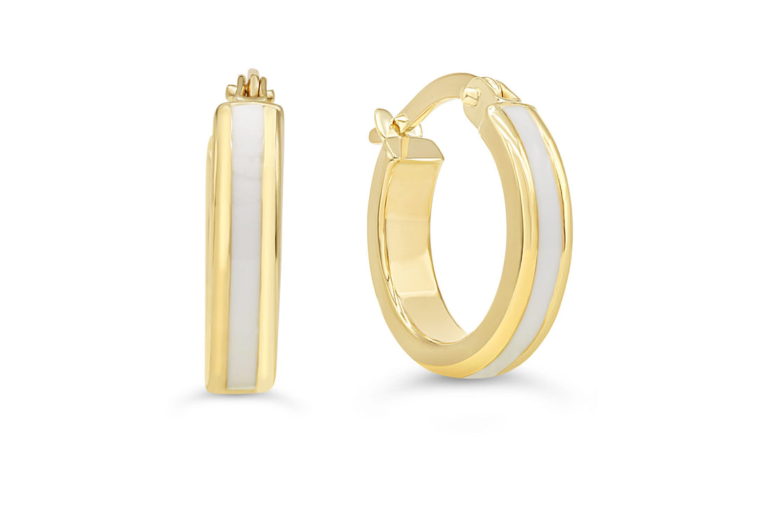 Shiny 10k yellow gold polished hoop earrings, 20mm in diameter, showcasing a sleek and elegant design.