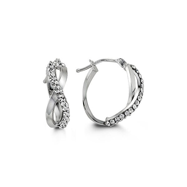 Elegant 10K White Gold Cubic Zirconia Hoop Earrings | RUDIX JEWELLERY