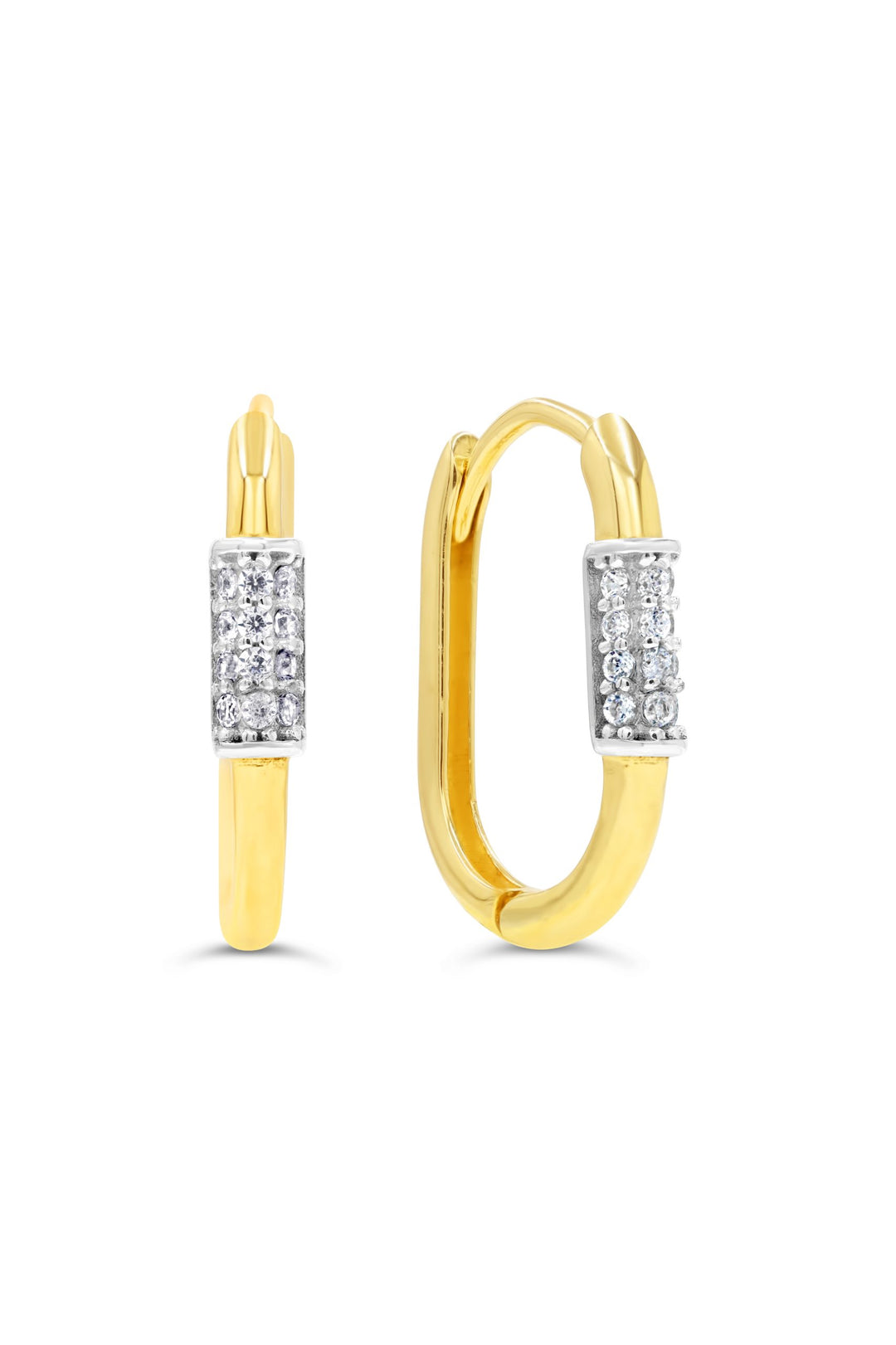 Luxurious 10K yellow gold hoop earrings with a central cubic zirconia stone in a delicate floral setting, ideal for enhancing any elegant ensemble.