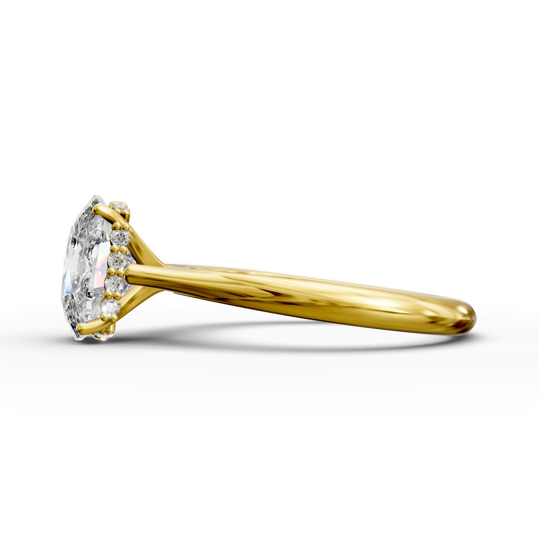 2.03 Carat Radiant Lab Diamond Engagement Ring with Hidden Halo