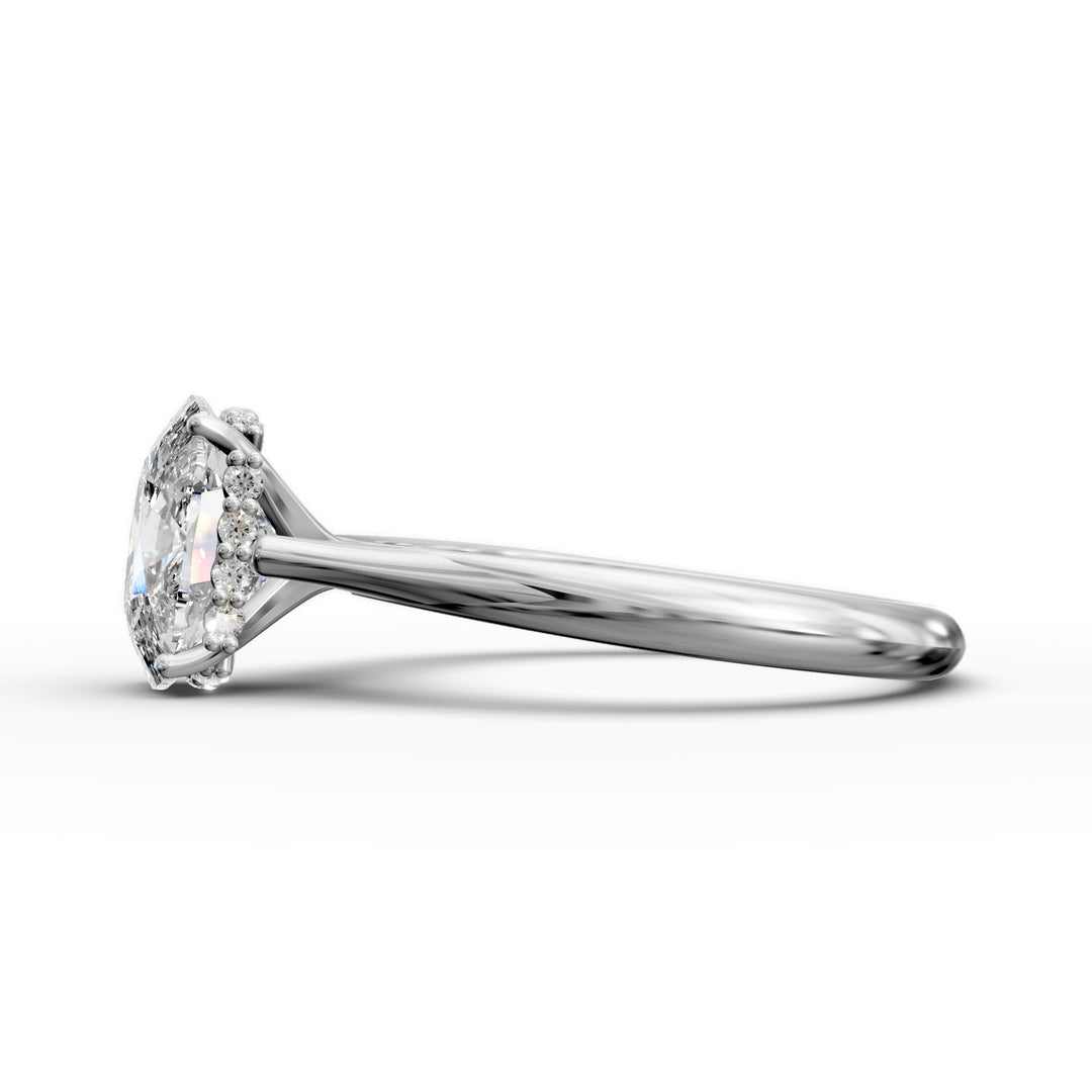 2.03 Carat Radiant Lab Diamond Engagement Ring with Hidden Halo