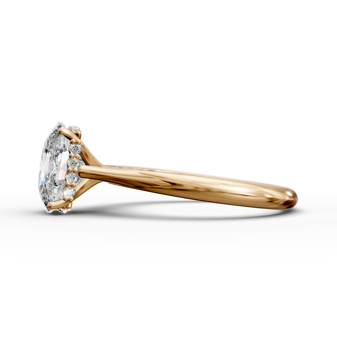 2.03 Carat Radiant Lab Diamond Engagement Ring with Hidden Halo