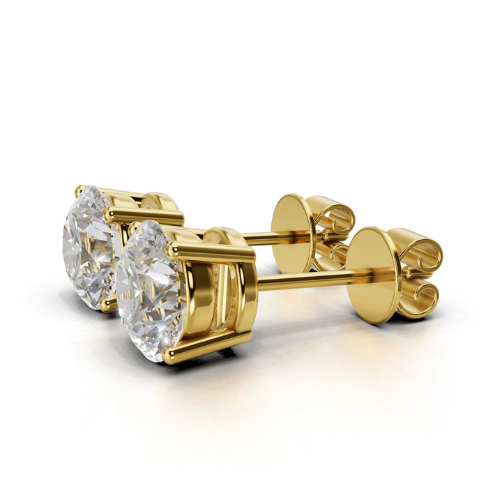 lab-grown round stud earrings yellow gold