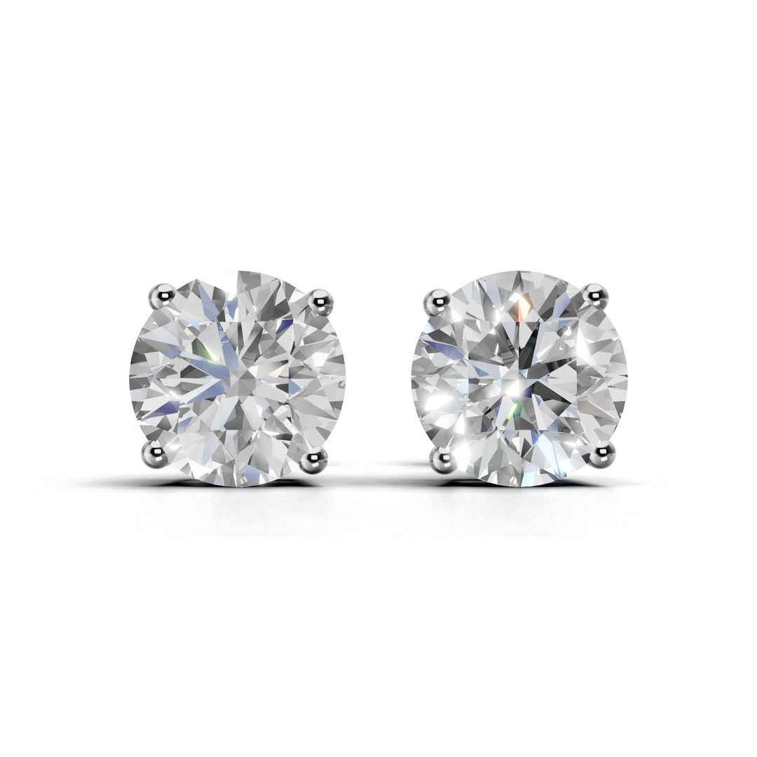 lab-grown round diamond stud earrings white gold