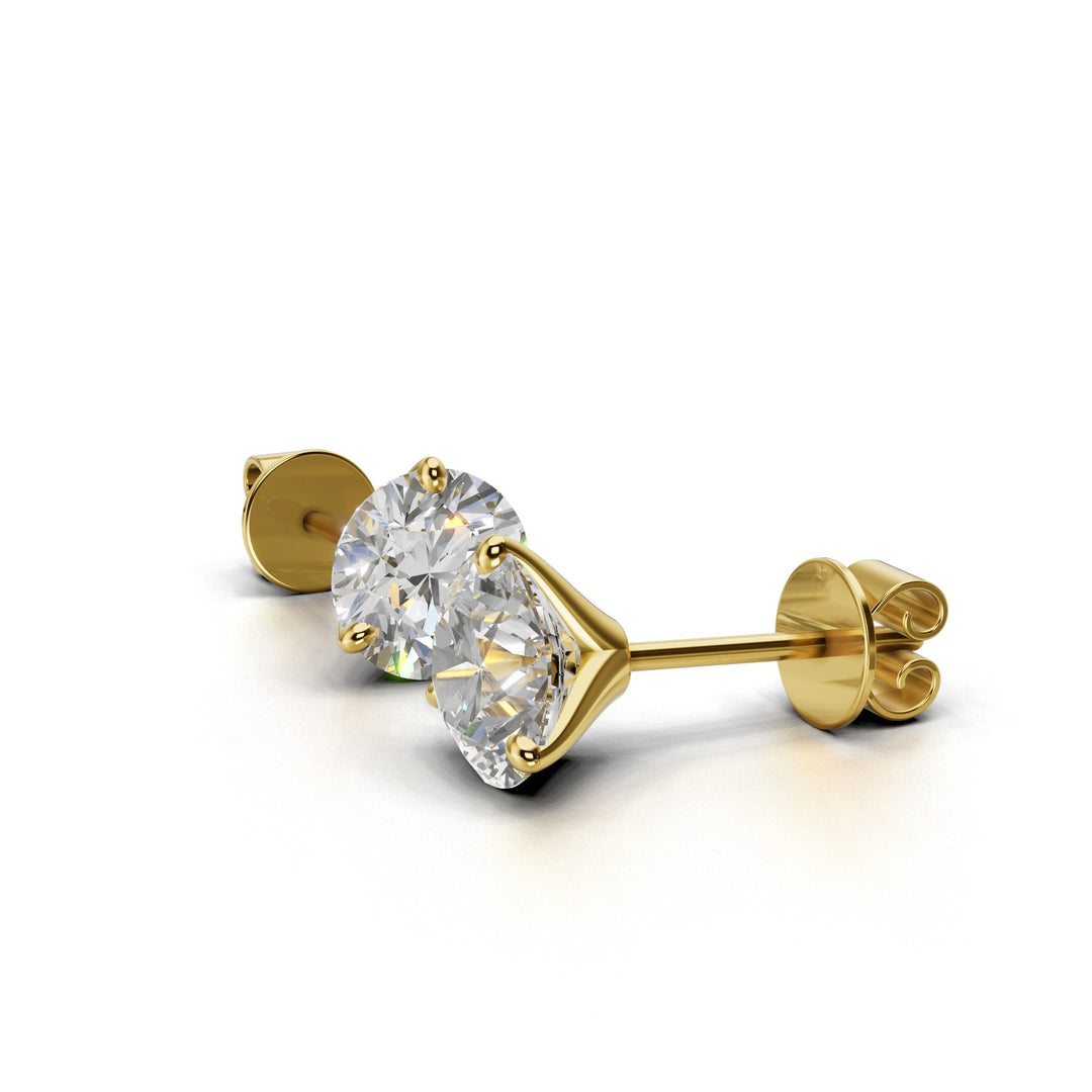 round lab-grown diamond stud earrings yellow gold