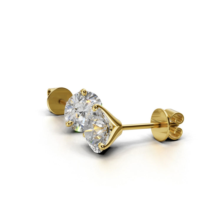round lab-grown diamond stud earrings yellow gold
