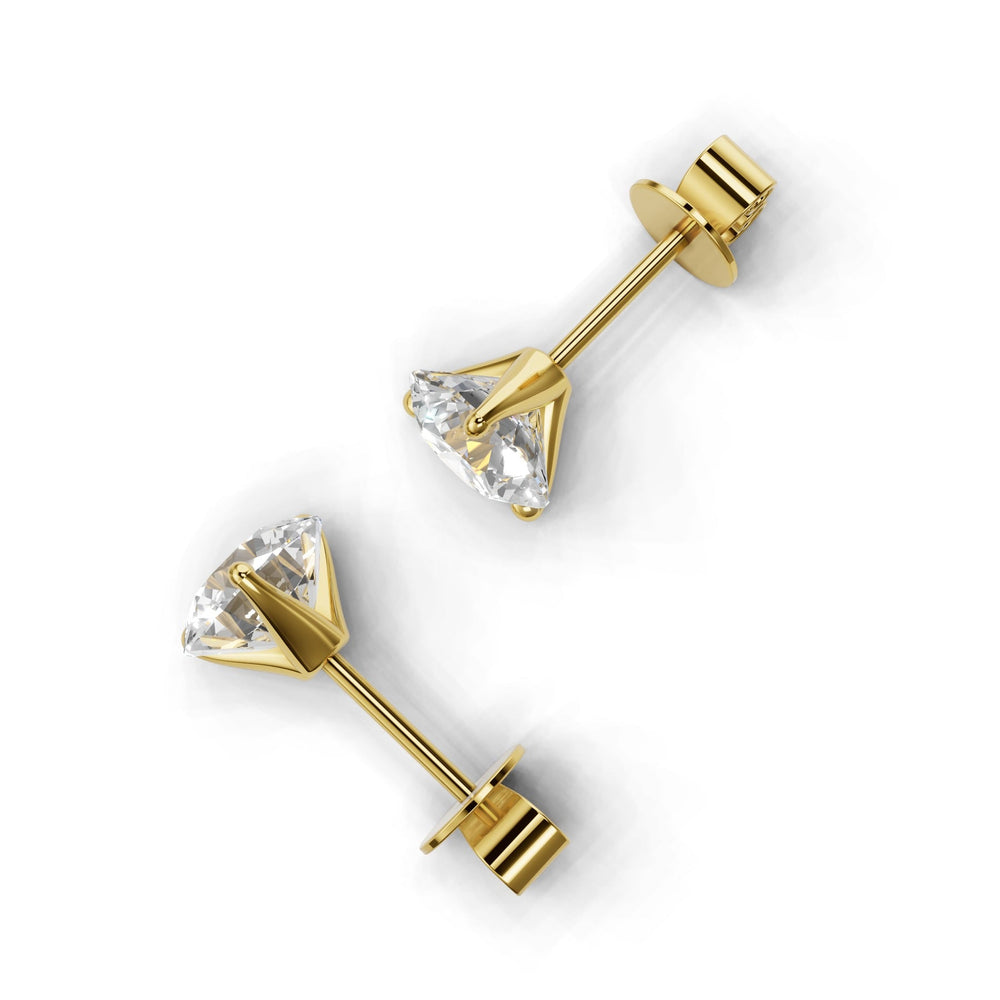 round lab-grown diamond stud earrings yellow gold