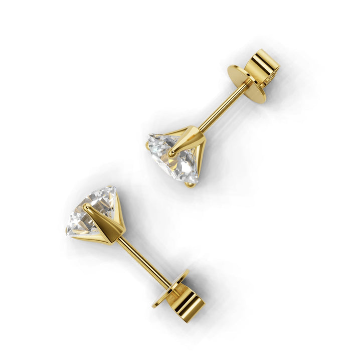 round lab-grown diamond stud earrings yellow gold