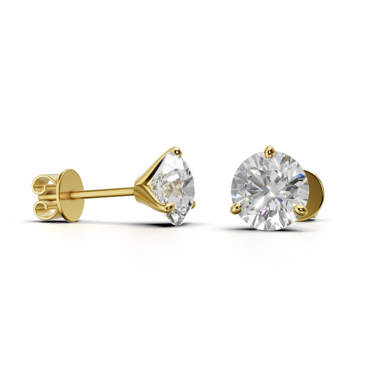 round lab-grown diamond stud earrings yellow gold