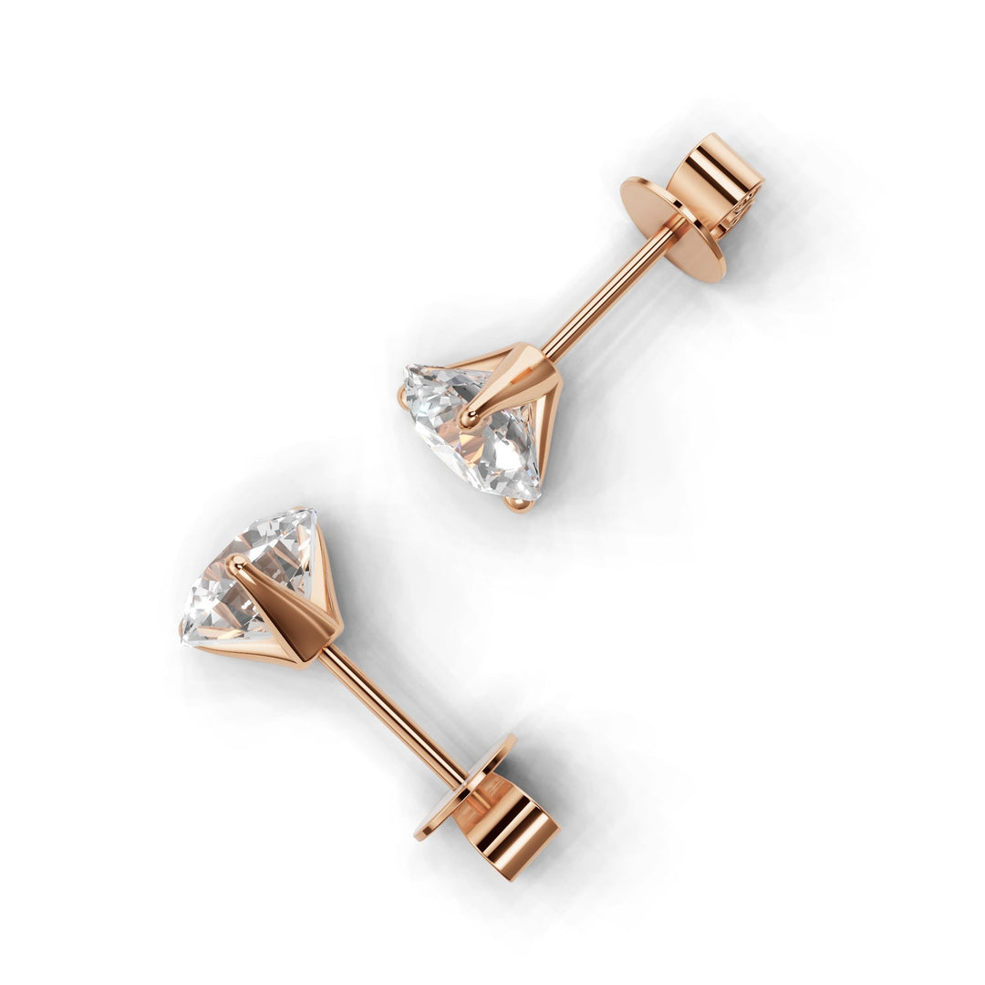 round lab-grown diamond stud earrings platinum