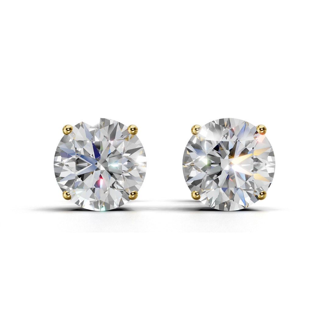 lab-grown round diamond stud earrings yellow gold