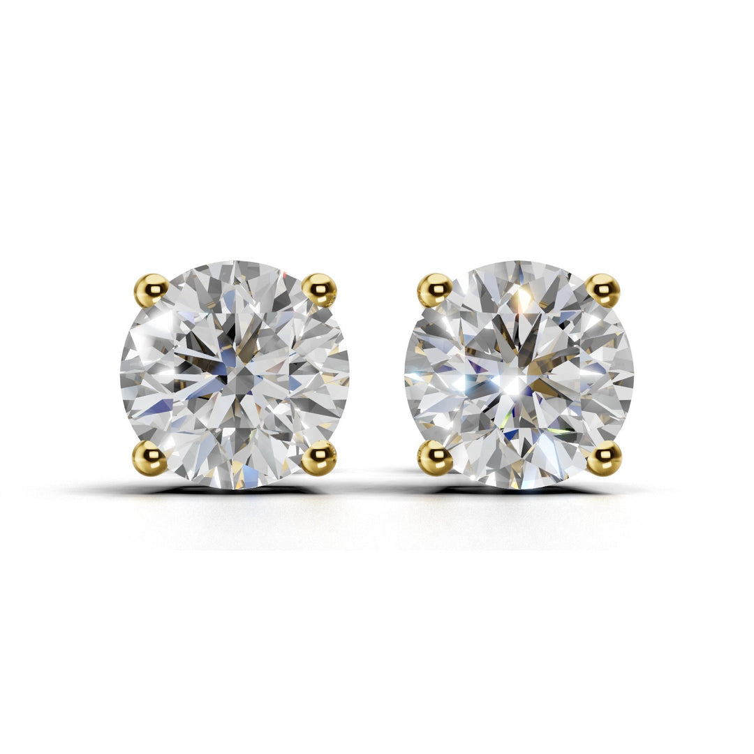 lab-grown round diamond stud earrings yellow gold