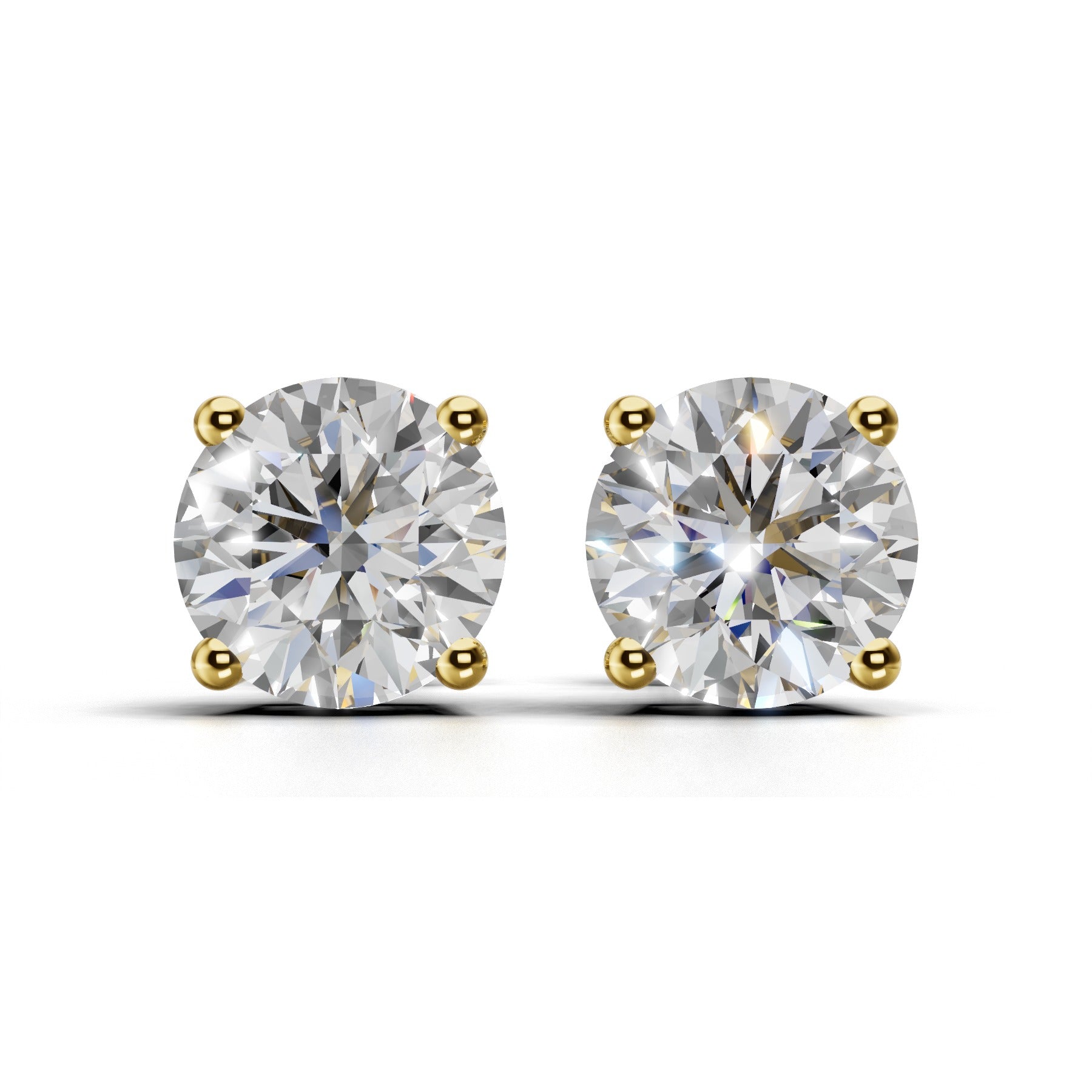 lab-grown round diamond stud earrings yellow gold