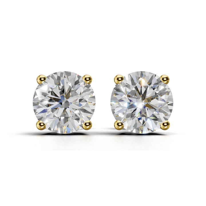lab-grown round diamond stud earrings yellow gold