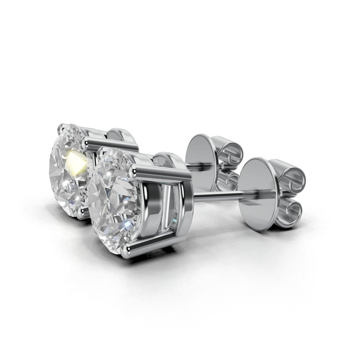 round lab-grown diamond stud earrings white gold