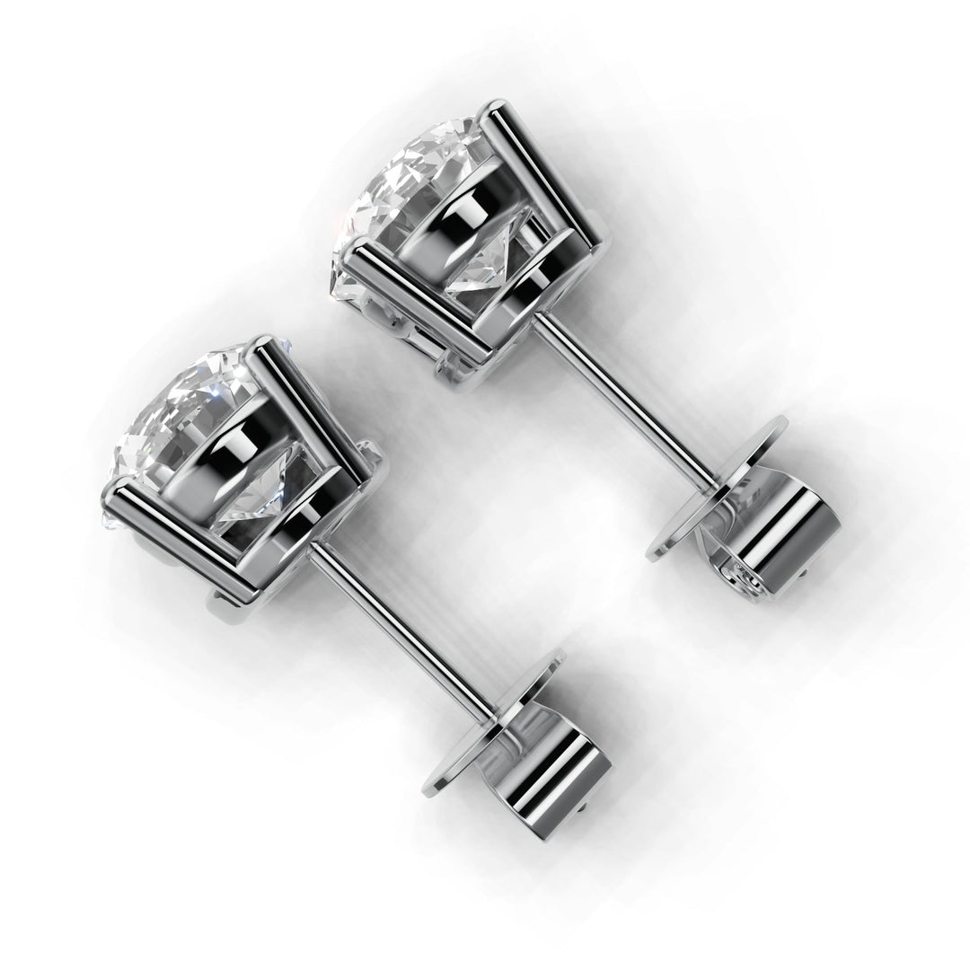 round lab-grown diamond stud earrings white gold