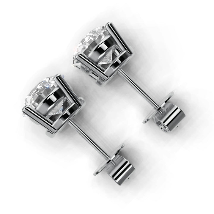 round lab-grown diamond stud earrings white gold