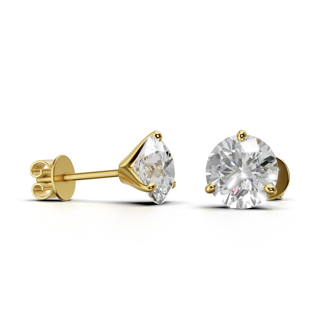 round lab-grown diamond stud earrings yellow gold