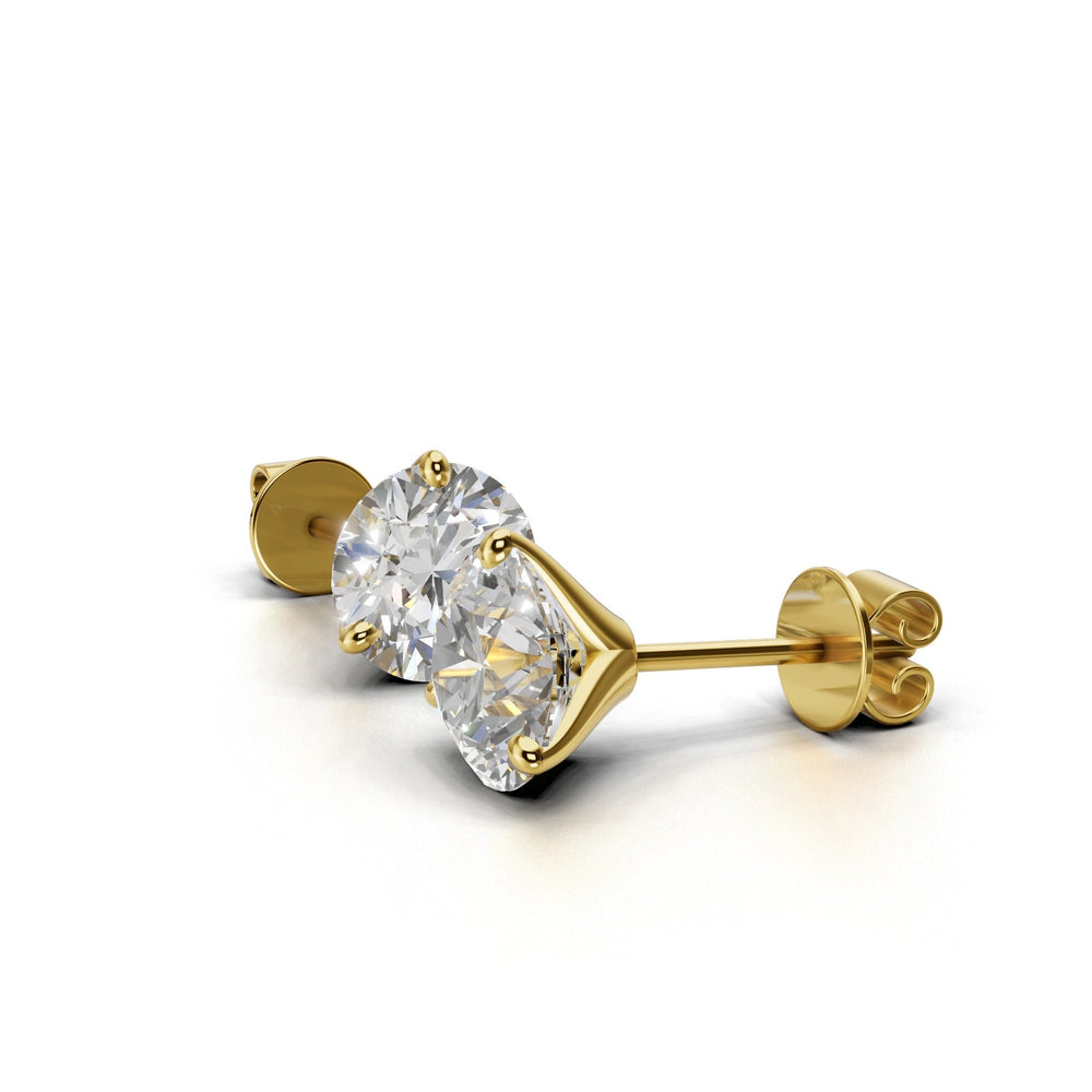 round lab-grown diamond stud earrings yellow gold