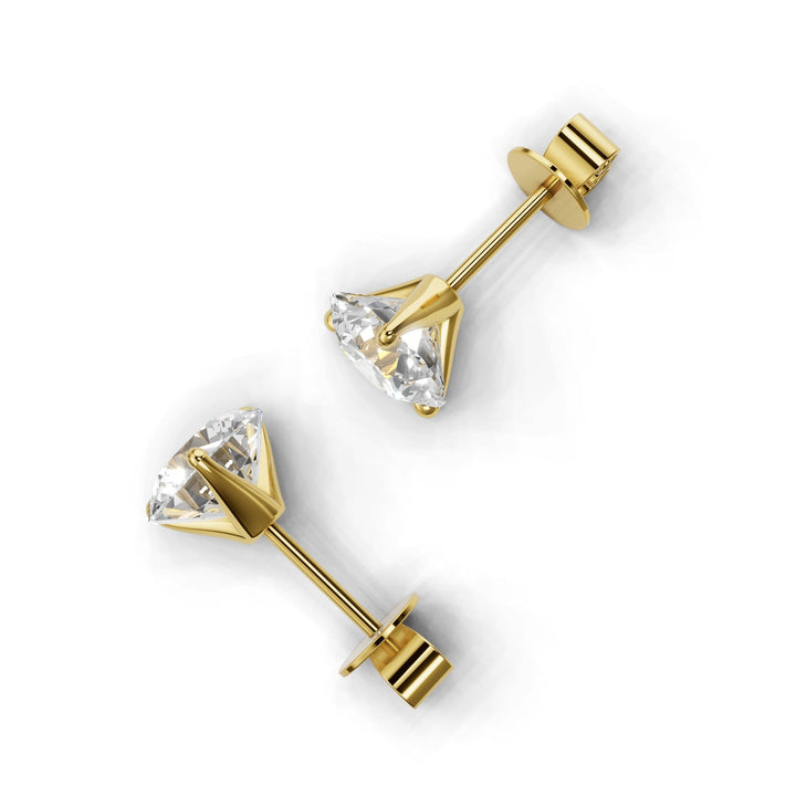 round lab-grown diamond stud earrings yellow gold