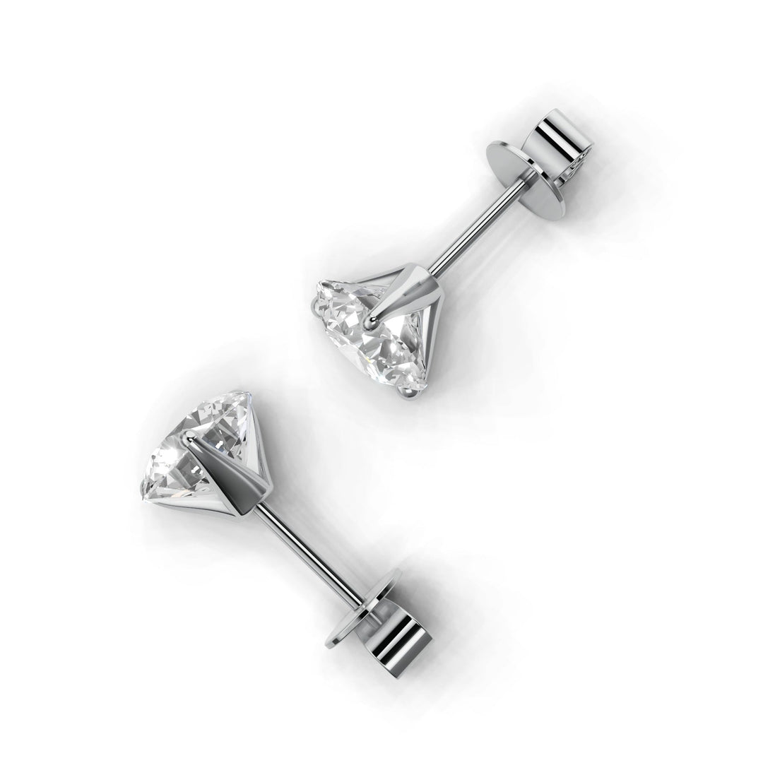 round lab-grown diamond stud earrings in white gold